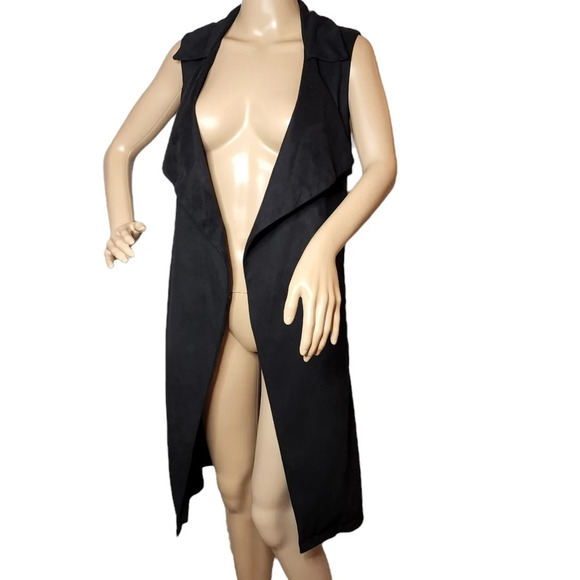 Alythea suede long  belted cardigan vest. - Picture 10 of 16